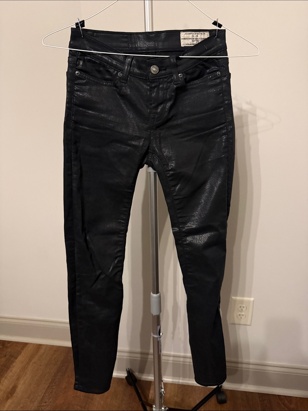 AllSaints Black Coated Skinny Jeans